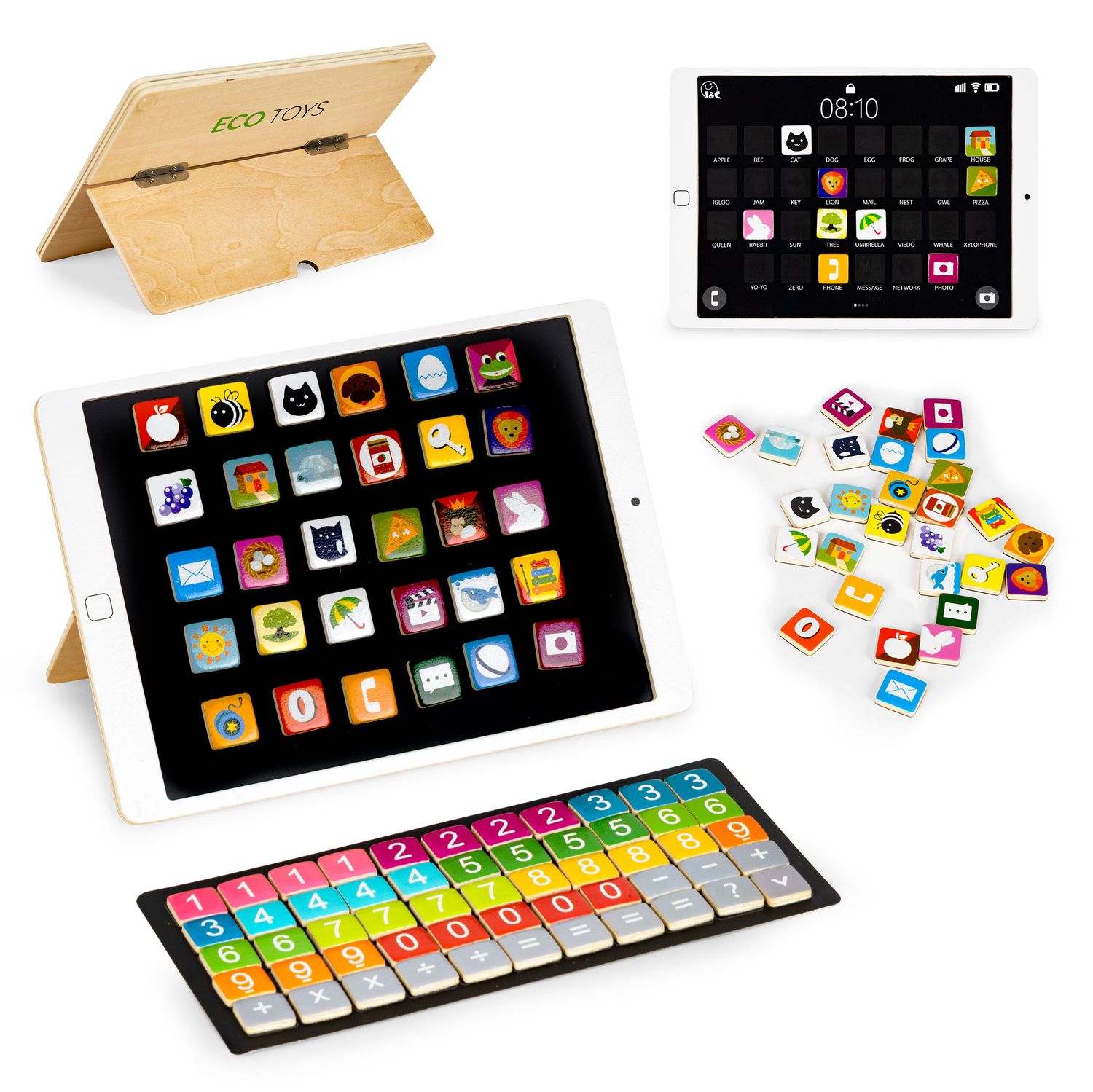 ECOTOYS puidust magnetiline õppetahvel-tablet lastele - Pilt 10