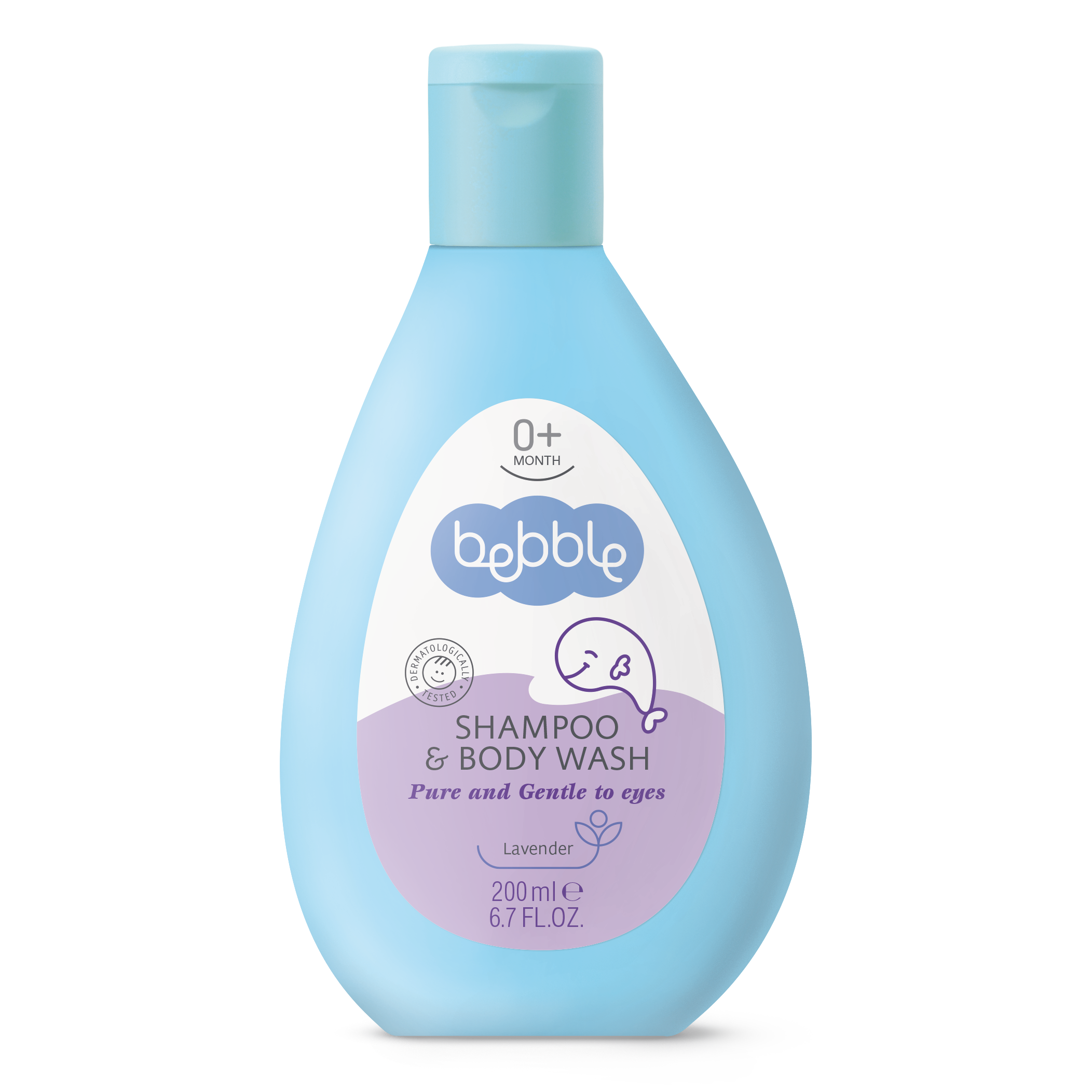 Šampoon ja kehapesuvahend beebidele, lavendliga, 200ml, Bebble