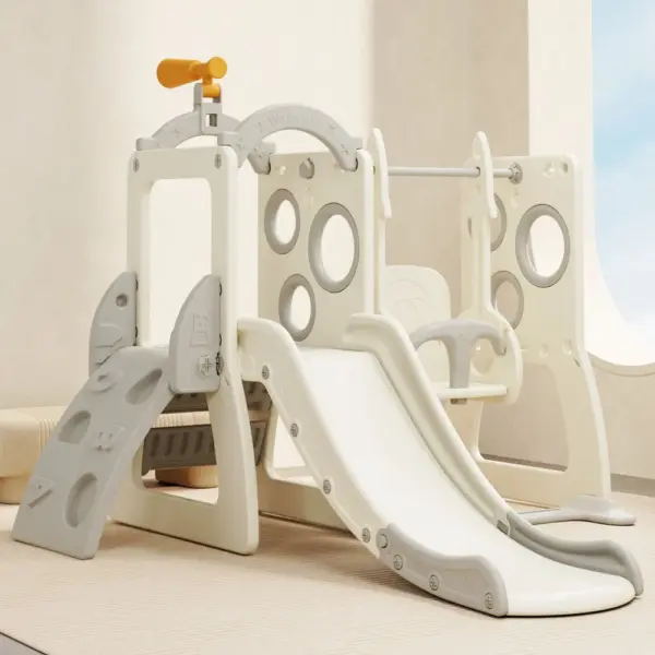 4-in-1 Kinderplay Explorer mängukompleks lastele vanuses 1-5 aastat, liumägi, kiik, ronimissein ja vaatluspunkt