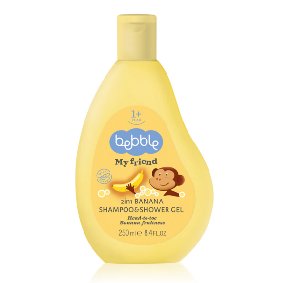 2in1 Šampoon ja dušigeel lastele (banaanilõhnaline), 250ml, Bebble