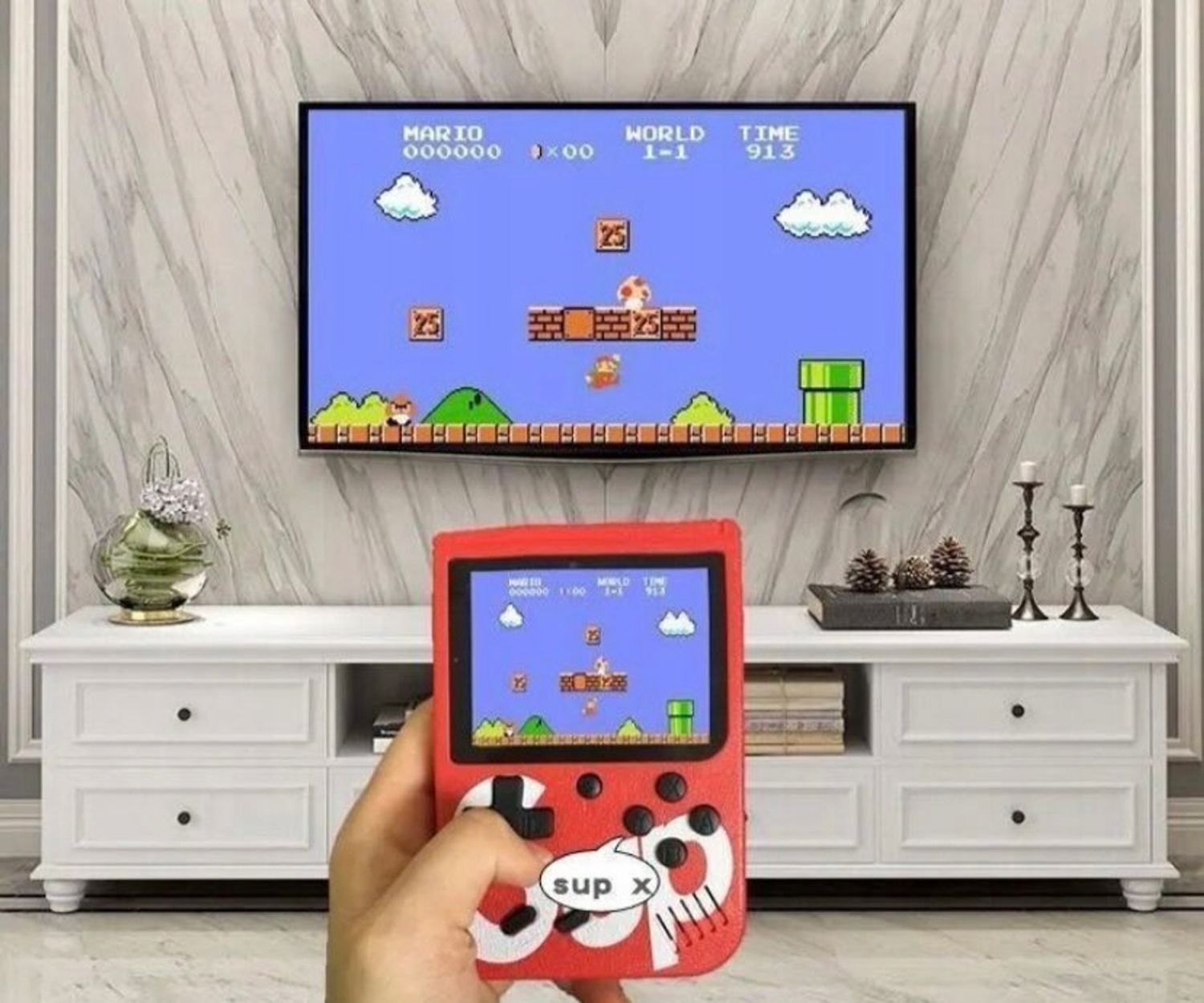 Retro mängukonsool 400 mänguga, juhtmevaba ja teleriga ühendatav - Pilt 2