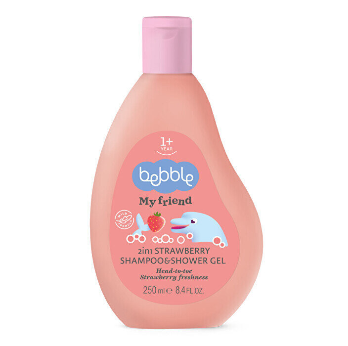 2in1 Šampoon ja dušigeel lastele (maasikalõhnaline), 250ml, Bebble
