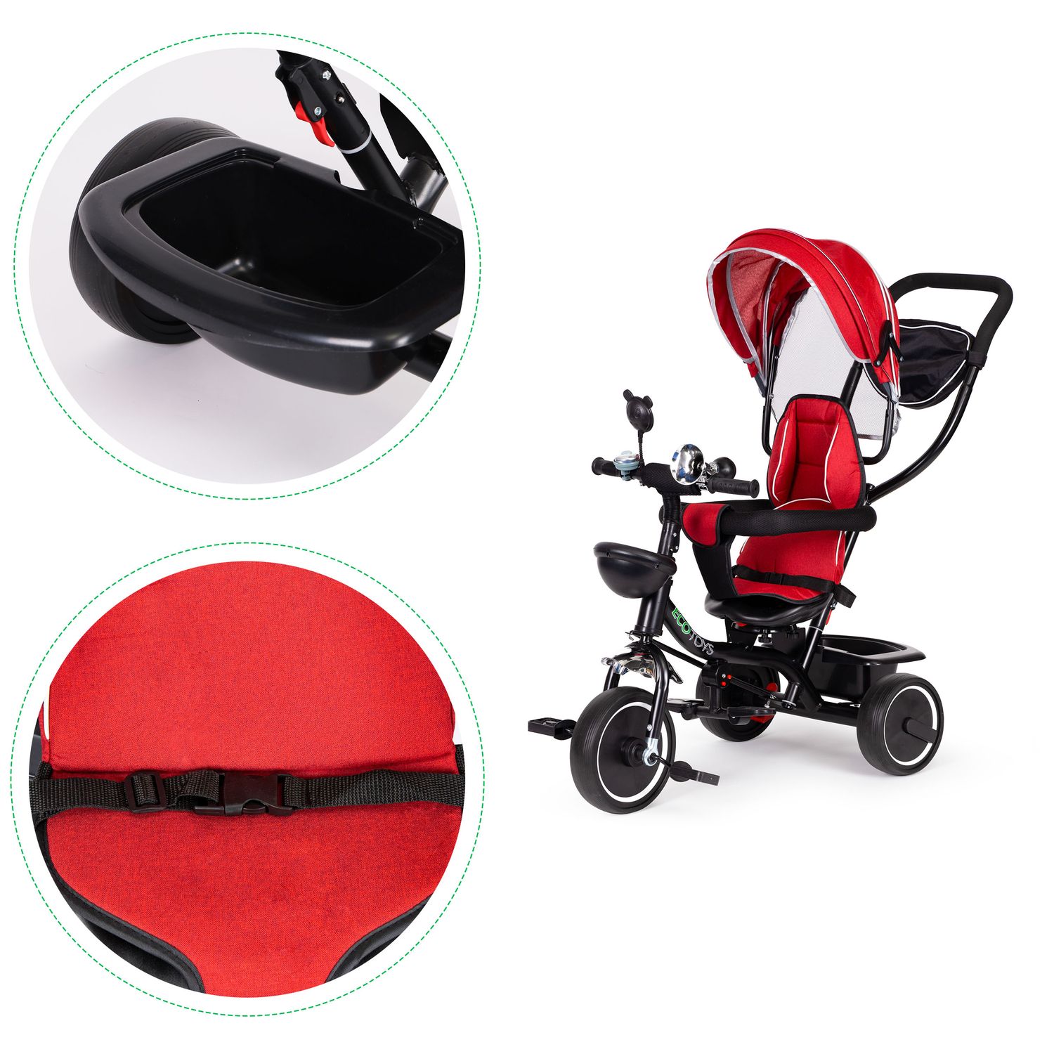 ECOTOYS kolmerattaline jalgratas pöörleva istme ja katusega - Pilt 6