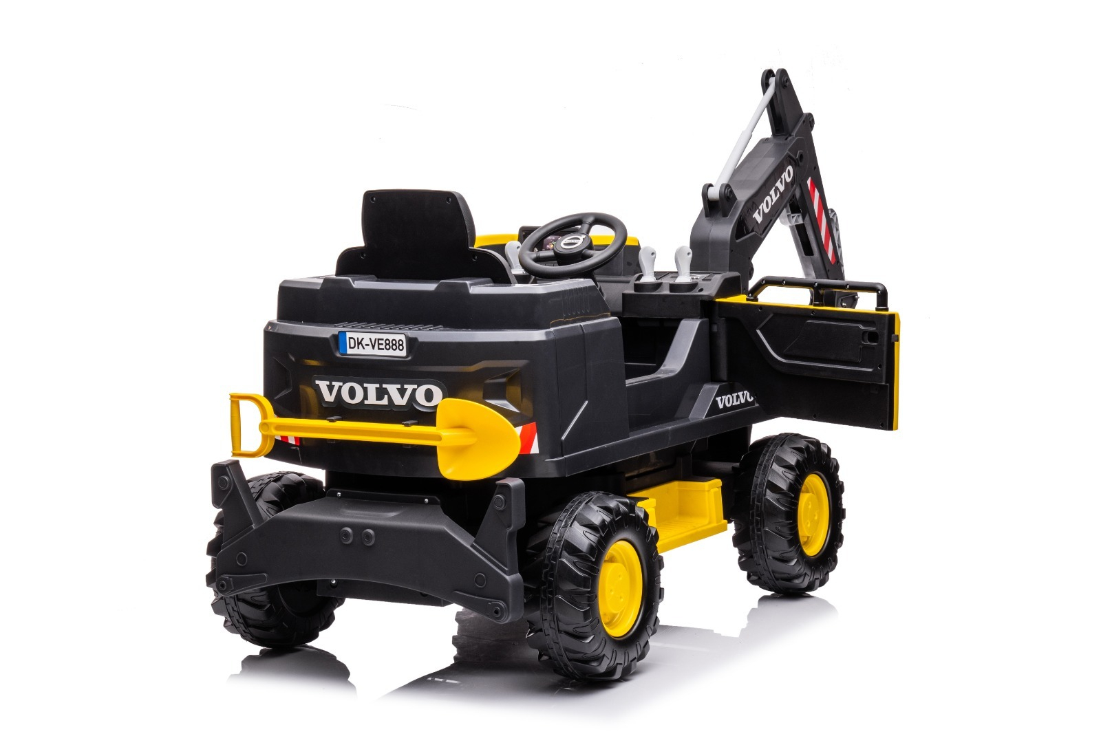 Elektriline lasteekskavaator Volvo, 90W 12V, elektrilise laadijaga, polstriga iste, kollane - Pilt 4