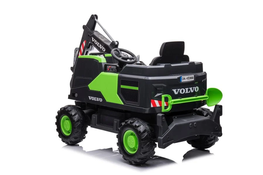 Elektriline lasteekskavaator Volvo, 90W 12V, elektrilise laadijaga, polstriga iste, roheline - Pilt 5
