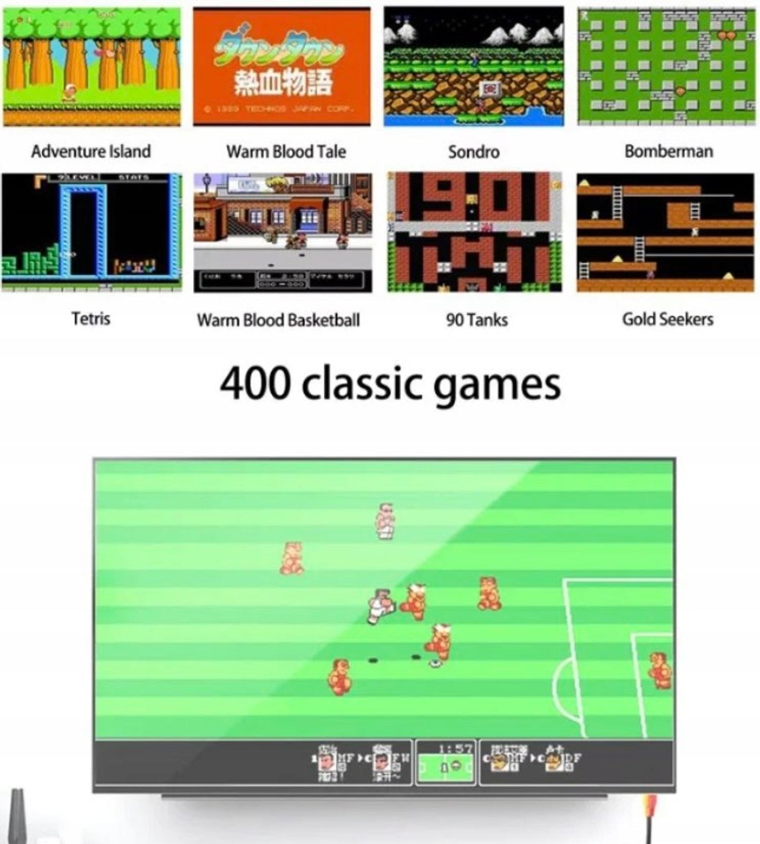 Retro mängukonsool 400 mänguga, juhtmevaba ja teleriga ühendatav - Pilt 10
