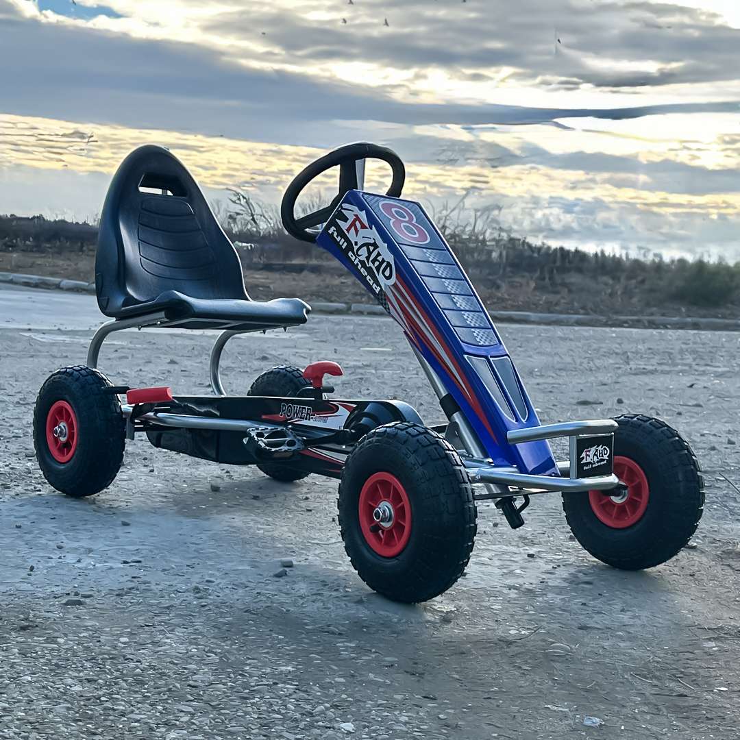 Pedaalidega Go-Kart mudel F8-3, vanuses 6-15 aastat, täispumbatavate ratastega, sinine - Pilt 2