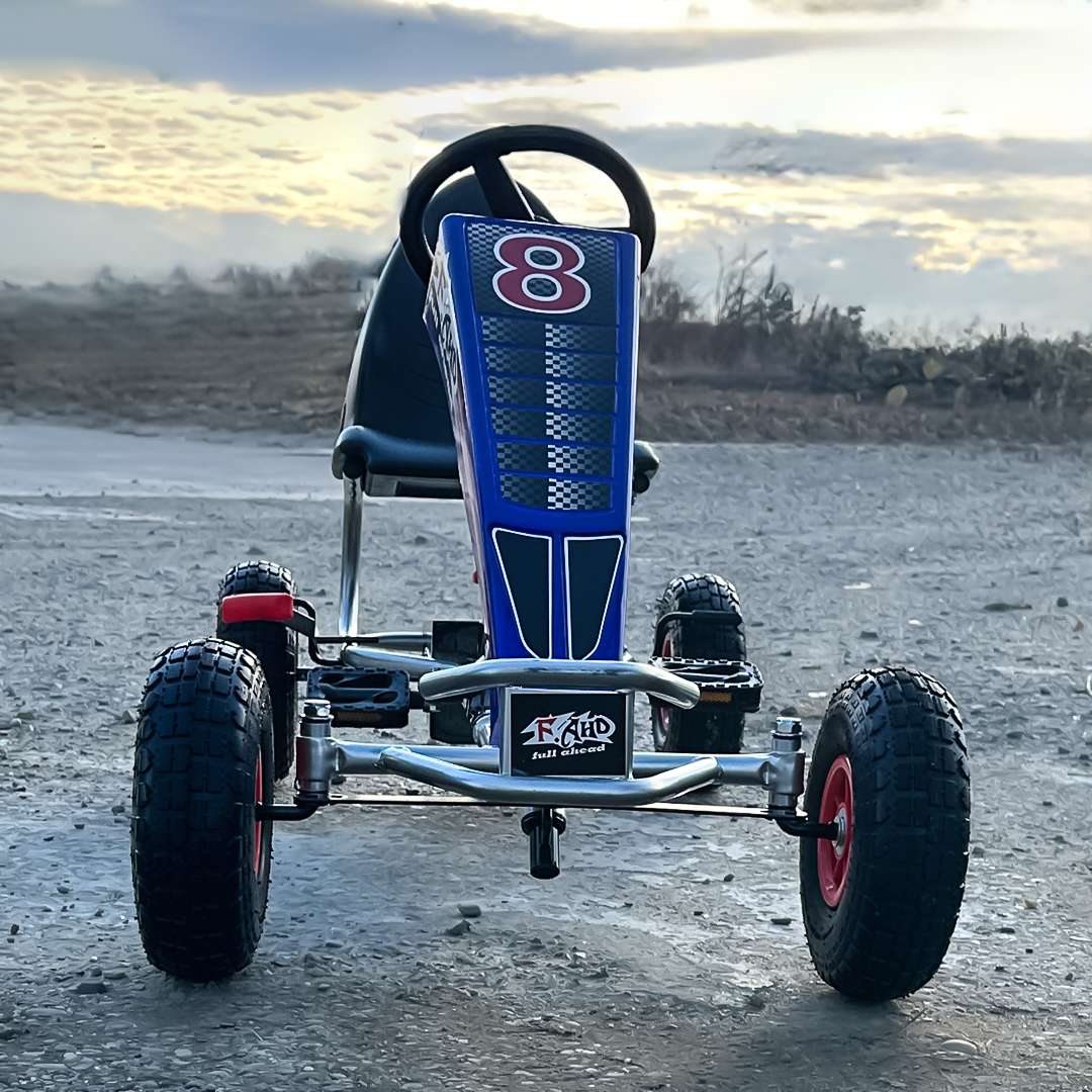 Pedaalidega Go-Kart mudel F8-3, vanuses 6-15 aastat, täispumbatavate ratastega, sinine - Pilt 5