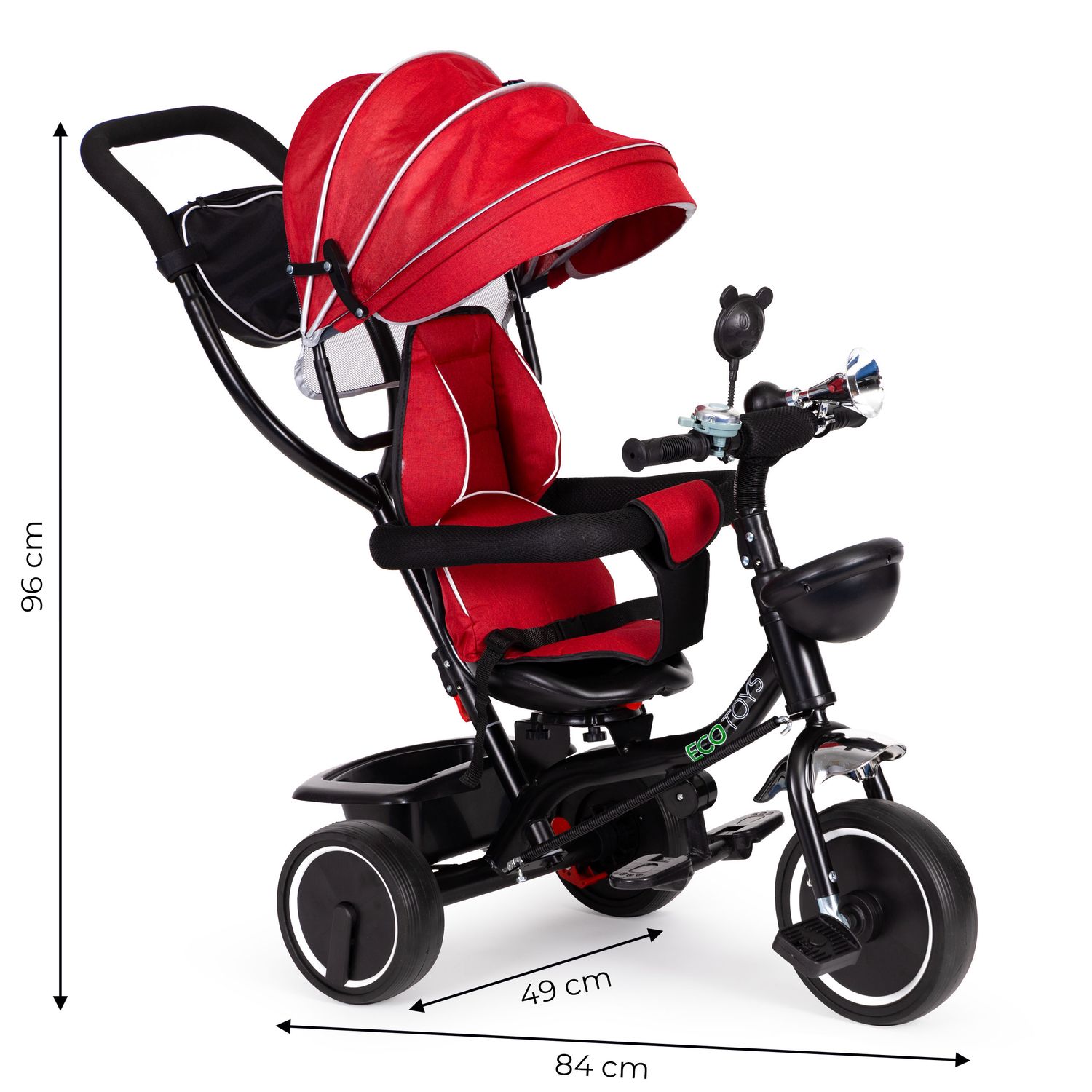 ECOTOYS kolmerattaline jalgratas pöörleva istme ja katusega - Pilt 8