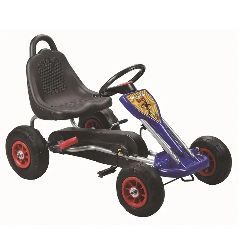 Pedaalidega laste Go-Kart A-05-1, vanuses 3-8 aastat, täispumbatavate ratastega, sinine