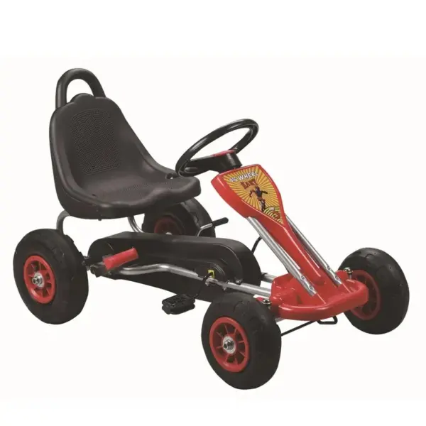 Pedaalidega laste Go-Kart A-05-1, vanuses 3-8 aastat, täispumbatavate ratastega, punane