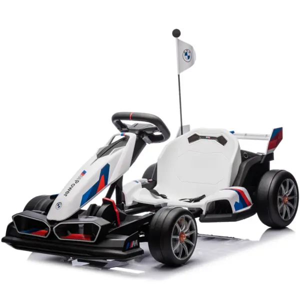 Laste elektriline kart BMW Motorsport, 500W võimsus, reguleeritav šassii, valge