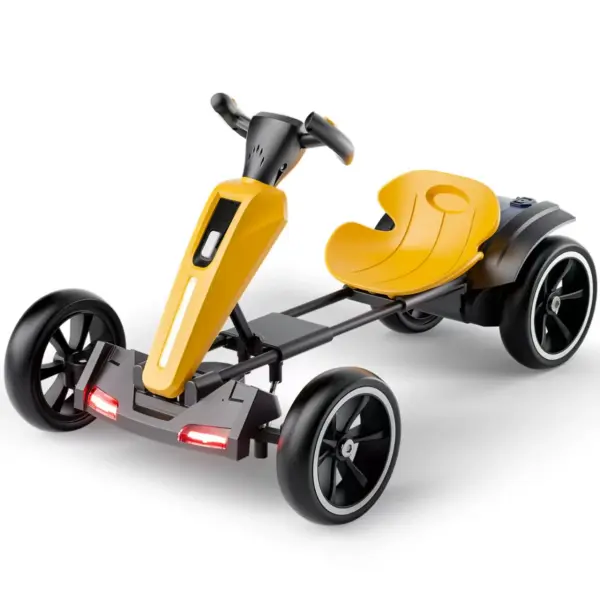 Elektriline lastekart GoKart V2, vanuses 3-7 aastat, 12V 45W, vanemliku kontrolli puldiga, Bluetooth muusika, kokkupandav, kollane