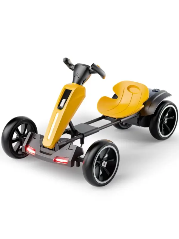 Elektriline lastekart GoKart V2, vanuses 3-7 aastat, 12V 45W, vanemliku kontrolli puldiga, Bluetooth muusika, kokkupandav, kollane