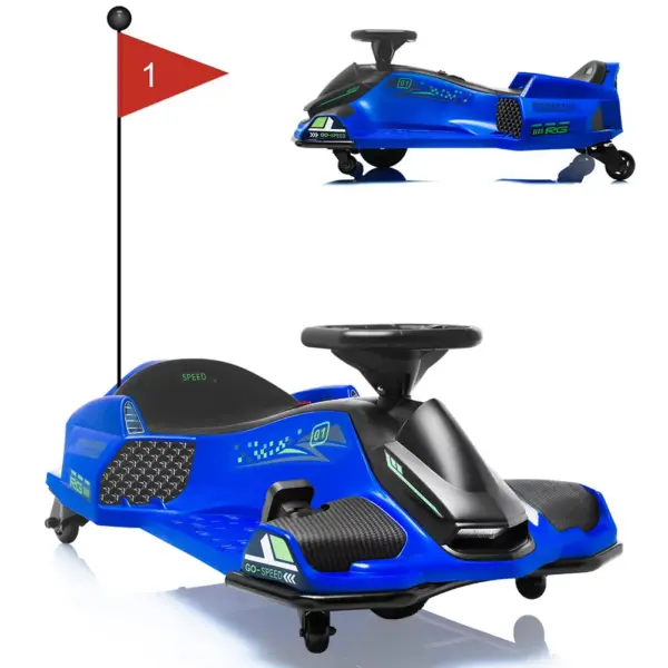Elektriline lastekart Rider Drift 360, 180W, 24V, kaitsevarustusega, sinine