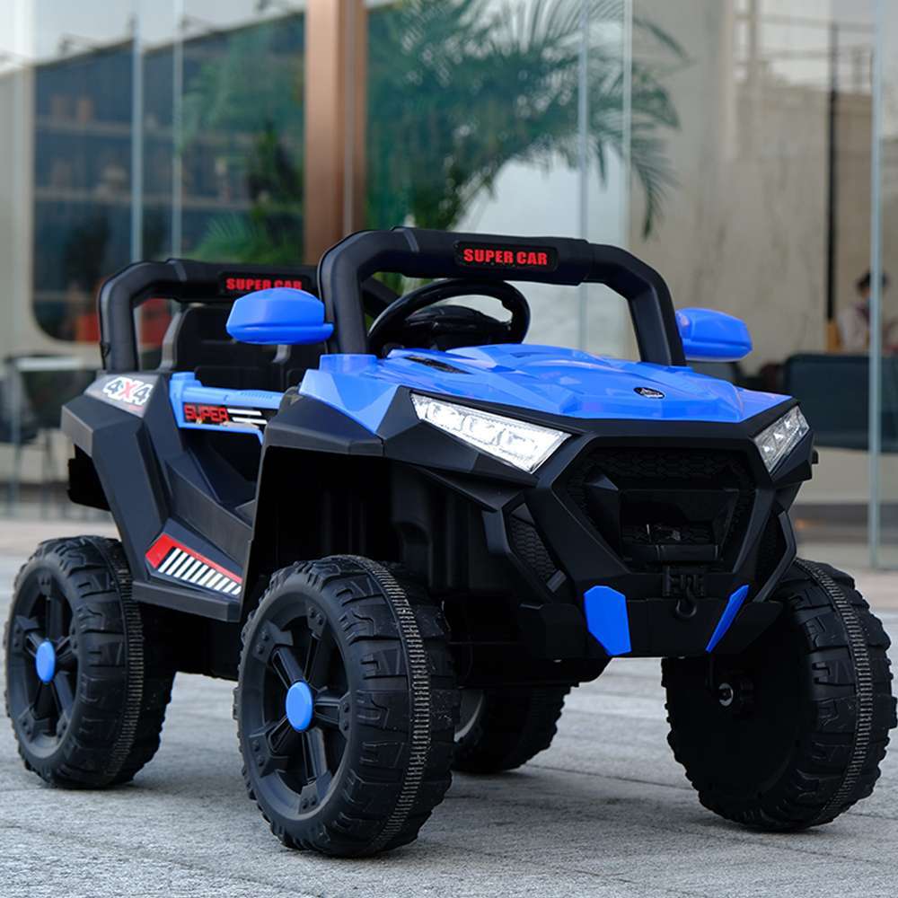 Elektriline lasteauto SuperCar 4x4, 100W, 12V, nahkistmega, muusikamängijaga, sinine - Pilt 3