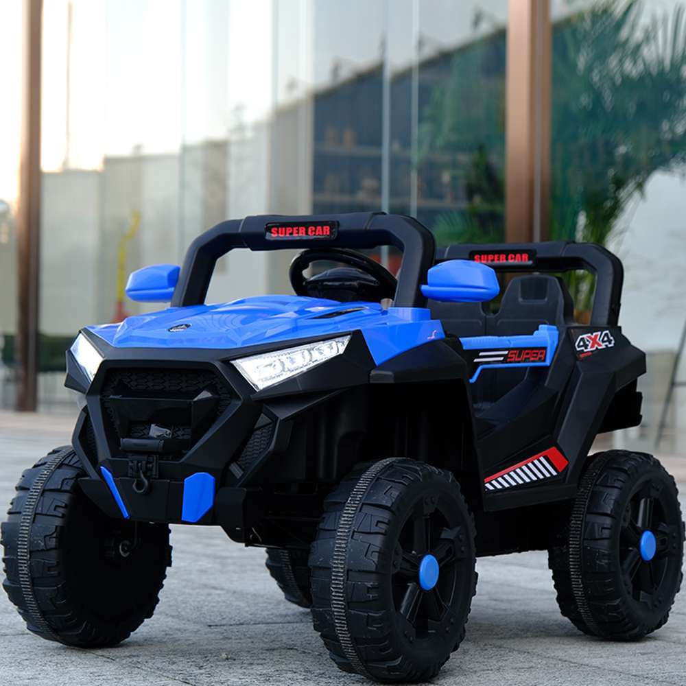 Elektriline lasteauto SuperCar 4x4, 100W, 12V, nahkistmega, muusikamängijaga, sinine - Pilt 2