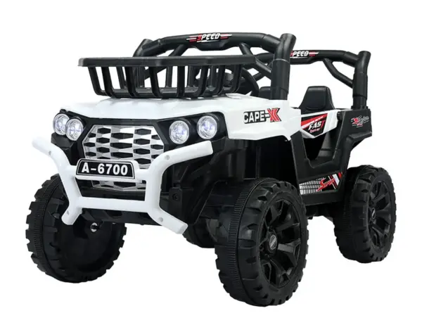 Elektriline lasteauto 4x4 Cape-X, 100W, 12V, mugava ökonahk-istmega, valge