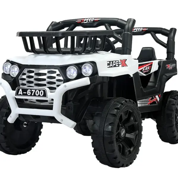 Elektriline lasteauto 4x4 Cape-X, 100W, 12V, mugava ökonahk-istmega, valge