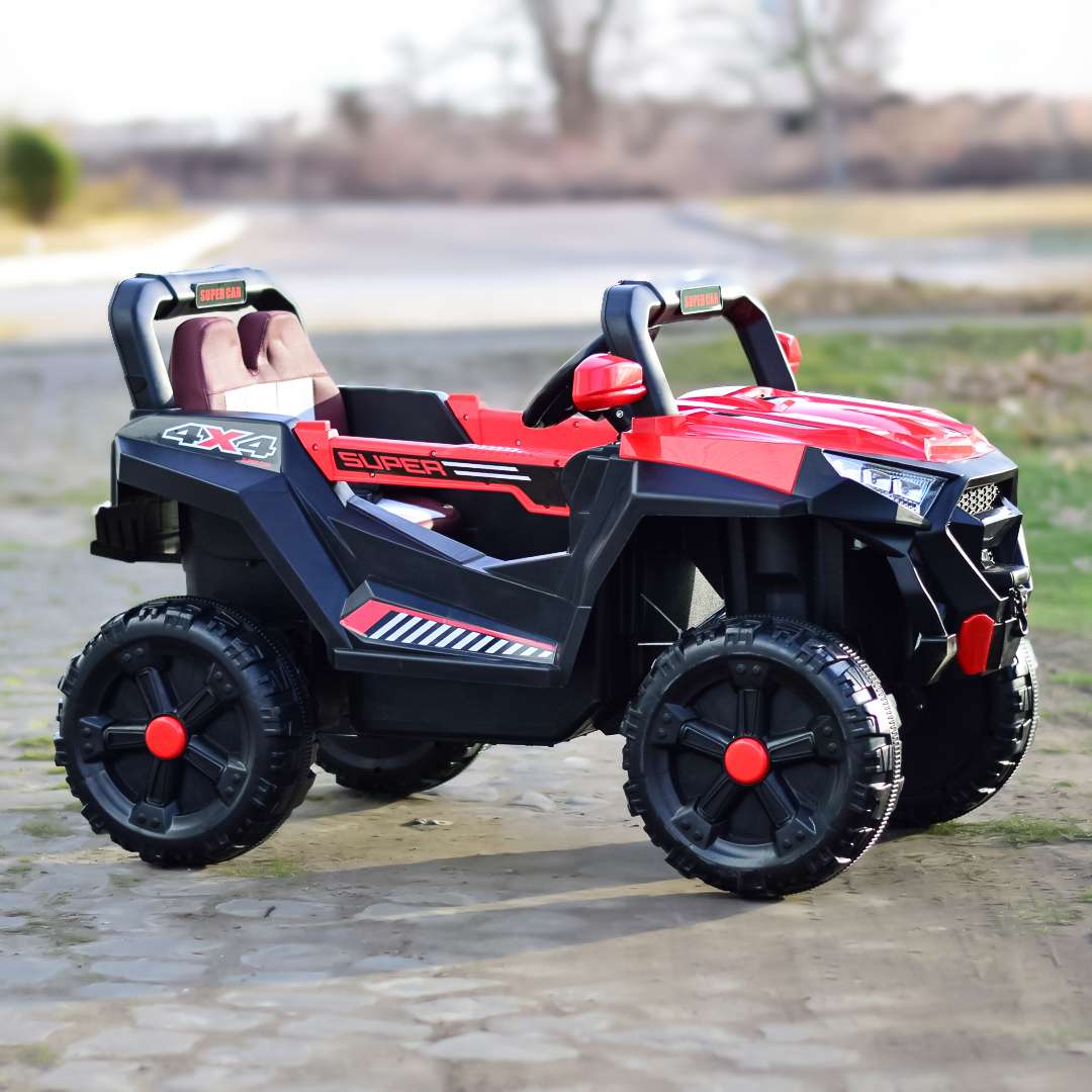 Elektriline lasteauto SuperCar 4x4, 100W, 12V, nahkistmega, muusikamängijaga, punane - Pilt 5