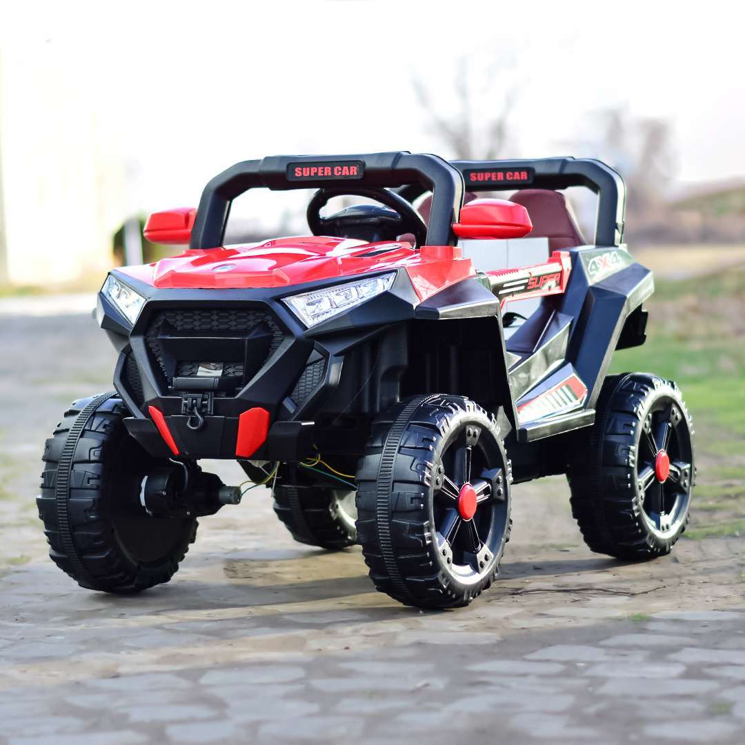 Elektriline lasteauto SuperCar 4x4, 100W, 12V, nahkistmega, muusikamängijaga, punane - Pilt 2