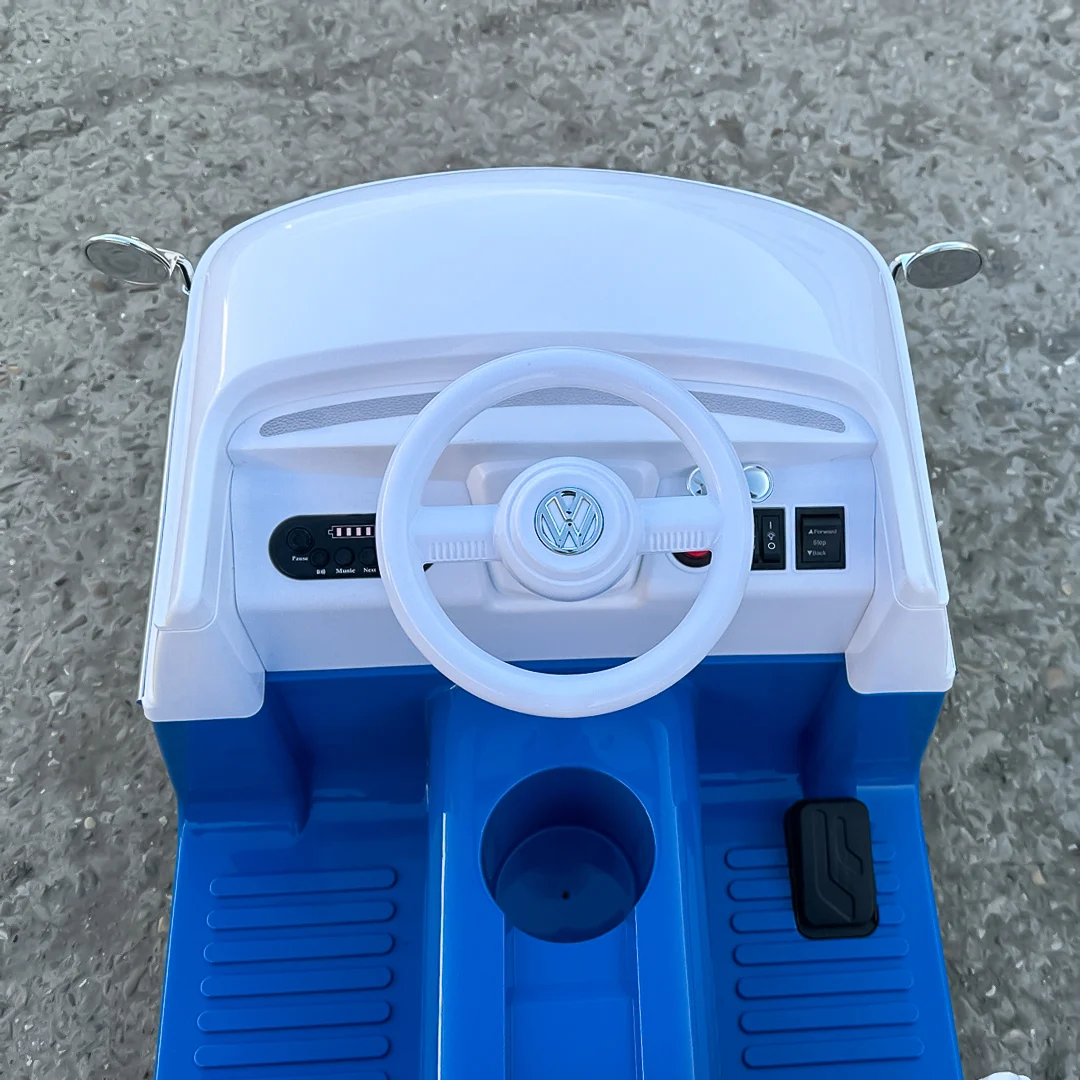 Elektriline lasteauto VW Samba Bus, 70W, 12V 7Ah aku, pehmed rattad, pehmendatud iste, sinine - Pilt 5