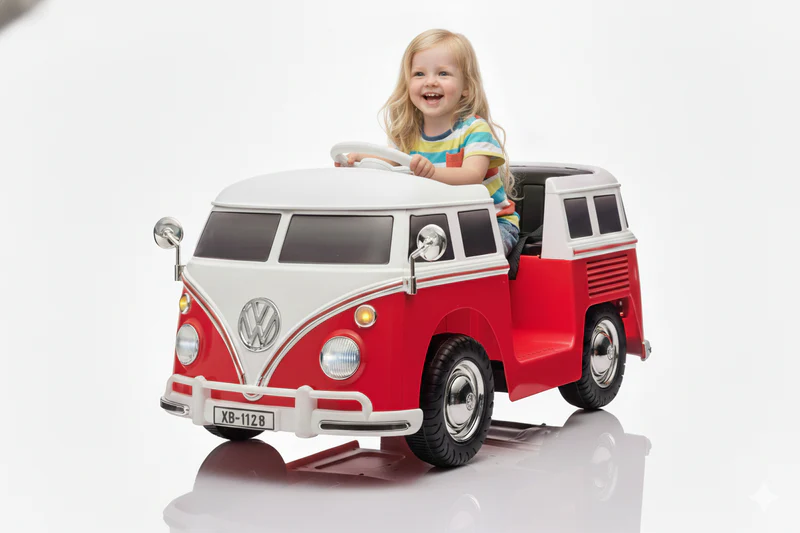 Elektriline lasteauto VW Samba Bus, 70W, 12V 7Ah aku, pehmed rattad, pehmendatud iste, punane - Pilt 2