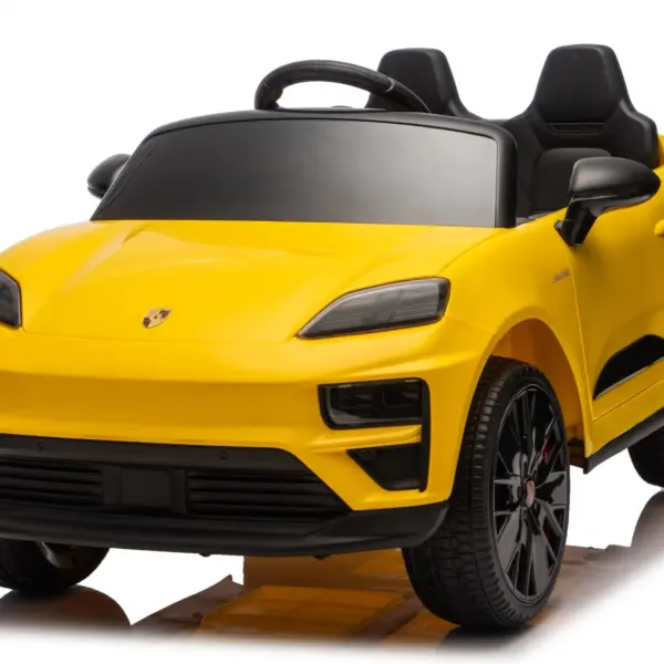 Porsche Macan elektriline lasteauto, 140W, 12V, EVA-rattad, ökonahkne iste, Premium, kollane