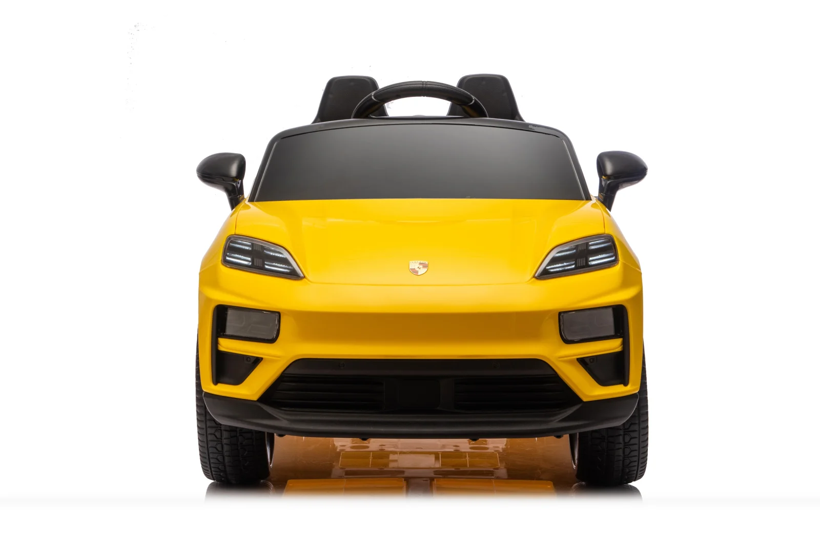 Porsche Macan elektriline lasteauto, 140W, 12V, EVA-rattad, ökonahkne iste, Premium, kollane - Pilt 3