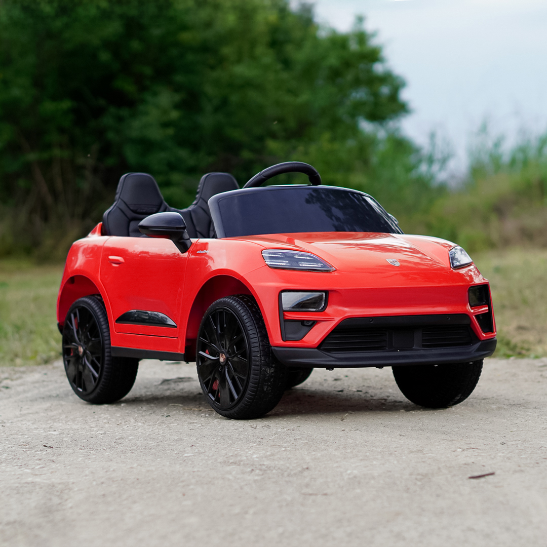 Porsche Macan elektriline lasteauto, 140W, 12V, EVA-rattad, ökonahkne iste, Premium, punane - Pilt 2