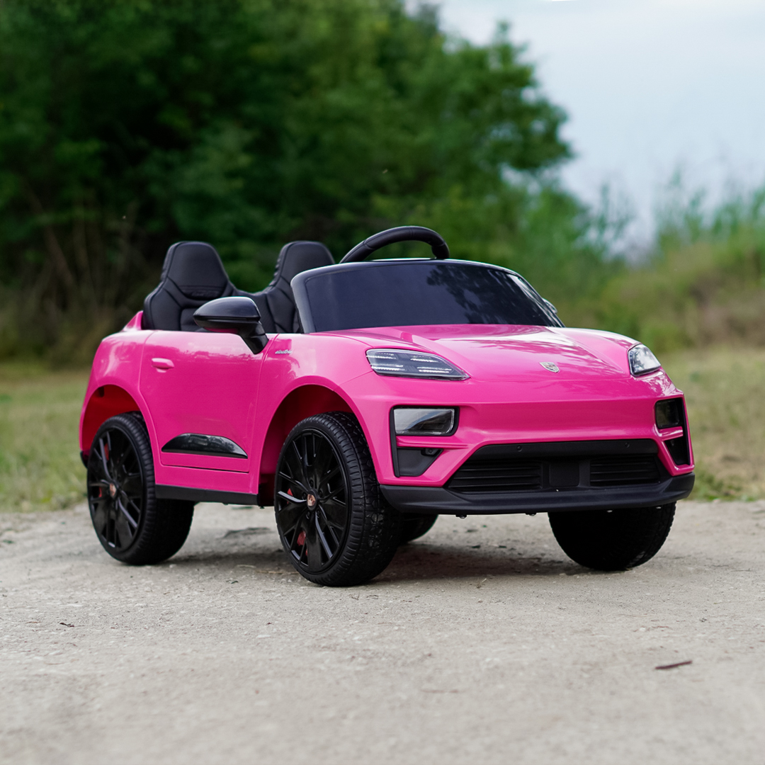 Porsche Macan elektriline lasteauto, 140W, 12V, EVA-rattad, ökonahkne iste, Premium, roosa - Pilt 4