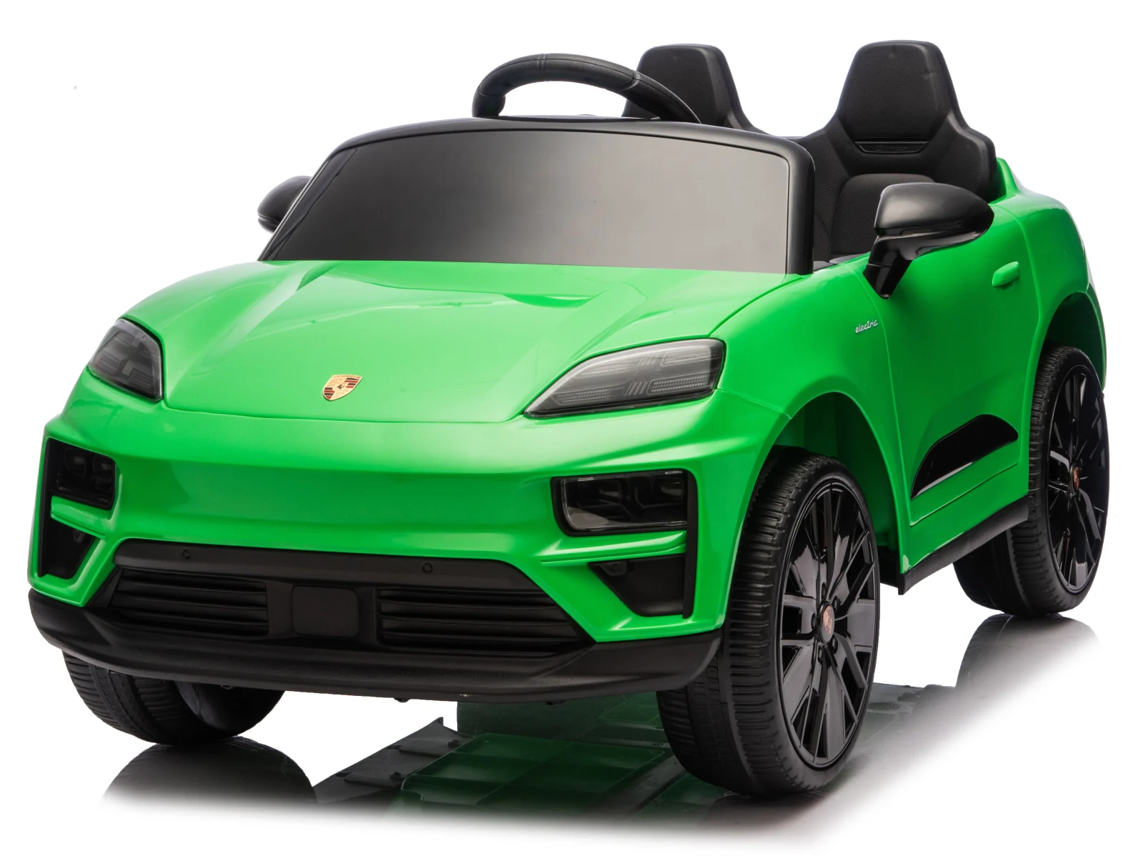 Porsche Macan elektriline lasteauto, 140W, 12V, EVA-rattad, ökonahkne iste, Premium, roheline