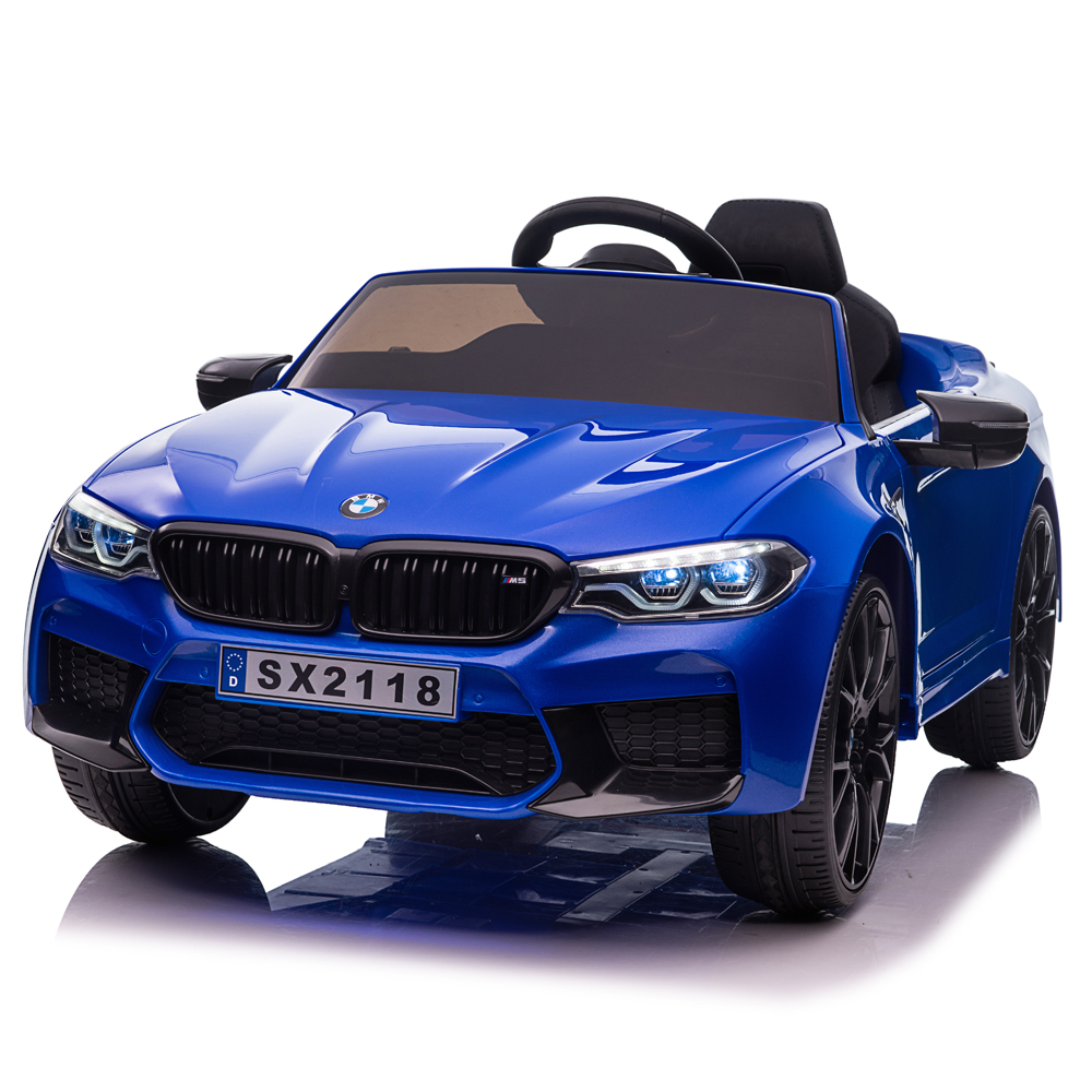 Litsenseeritud elektriline lasteauto BMW M5 Competition, 90W, 12V-14Ah, EVA rattad, nahkiste, sinine - Pilt 2
