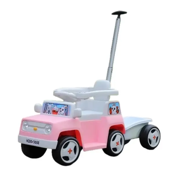 4-ühes elektriline lasteauto FunnyBunny, 60W 6V, kaugjuhitava haagisega, roosa