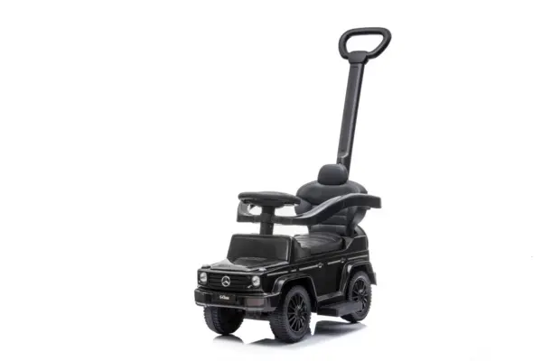 2-ühes lasteauto ja jalgadeta jooksuratas, litsentseeritud, Mercedes G350d, päikesevisiiriga, must