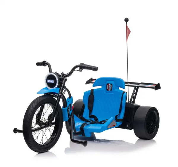 Lastele elektriline Drift-Trike mootorratas, vanuses 5-12 aastat, 500W, 24V, 10Ah, sinine