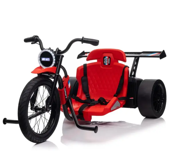 Lastele elektriline Drift-Trike mootorratas, vanuses 5-12 aastat, 500W, 24V, 10Ah, punane
