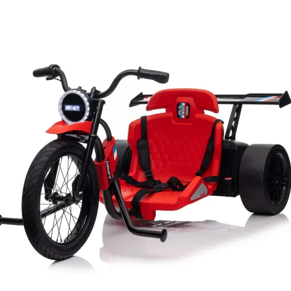 Lastele elektriline Drift-Trike mootorratas, vanuses 5-12 aastat, 500W, 24V, 10Ah, punane