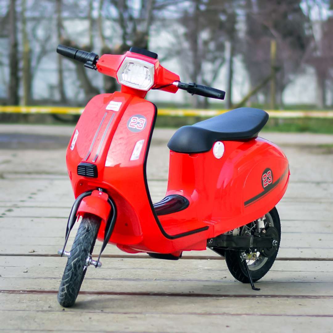 Lastele elektriline mopeed Retro mudel, 350W, 24V 10Ah, õhkrehvid, punane - Pilt 2