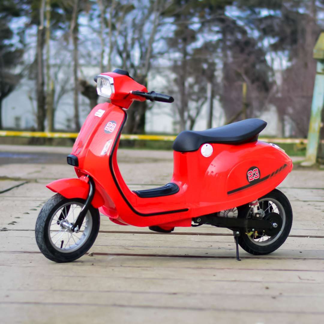 Lastele elektriline mopeed Retro mudel, 350W, 24V 10Ah, õhkrehvid, punane - Pilt 3