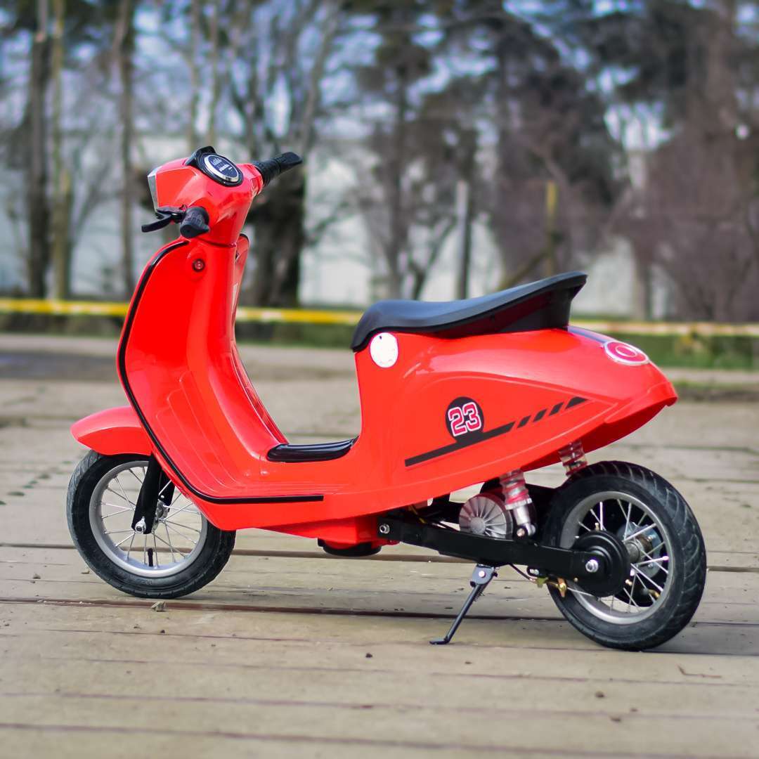 Lastele elektriline mopeed Retro mudel, 350W, 24V 10Ah, õhkrehvid, punane - Pilt 4