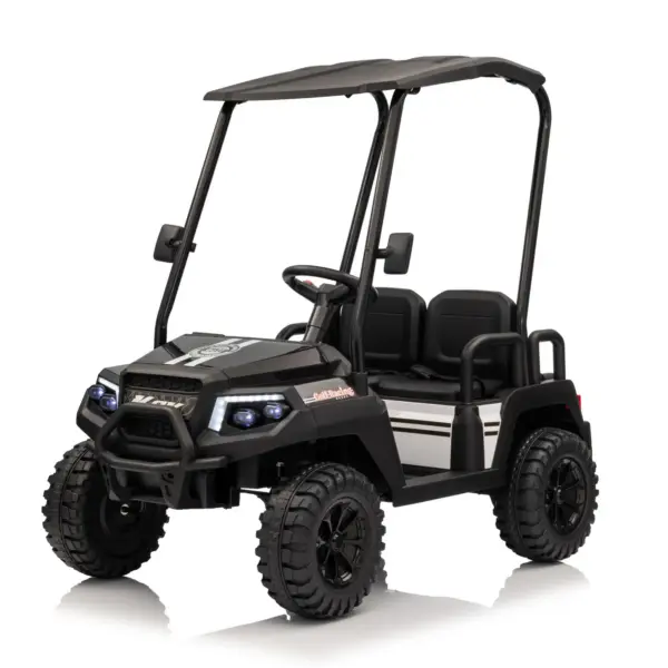 Elektriline lasteUTV Golf-Kart, 400W, 4 istekohta, 24V 7Ah, EVA-rattad, must