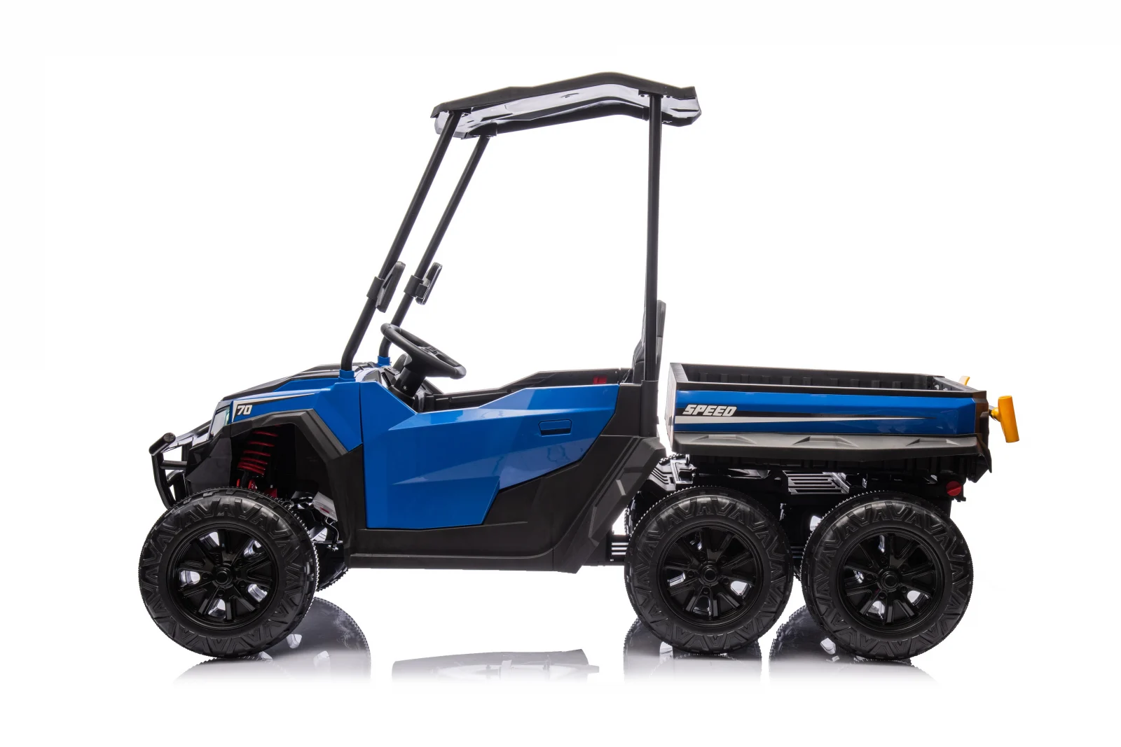 Premium 2-kohaline laste UTV, Gladiator stiilis, 180W 12V, pehmed EVA rattad, polsterdatud iste, Bluetooth, sinine - Pilt 4