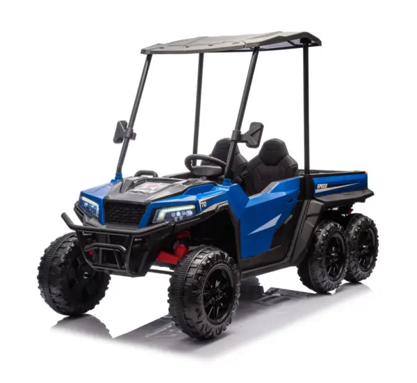 Premium 2-kohaline laste UTV, Gladiator stiilis, 180W 12V, pehmed EVA rattad, polsterdatud iste, Bluetooth, sinine