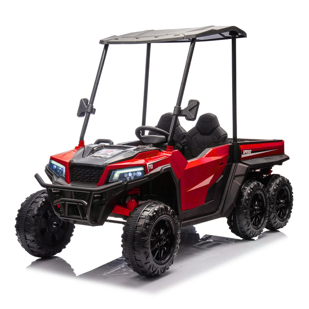 Premium 2-kohaline laste UTV, Gladiator stiilis, 180W 12V, pehmed EVA rattad, polsterdatud iste, Bluetooth, punane