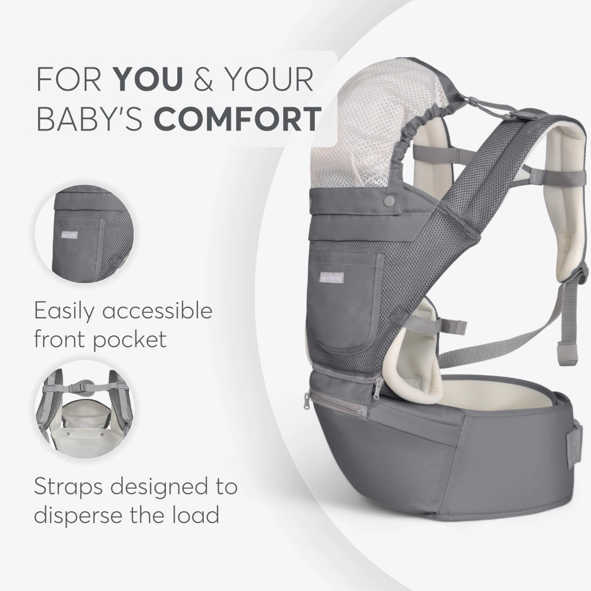 KikkaBoo Chloe 3in1 ergonoomiline kõhukott/kandekott - Pilt 5