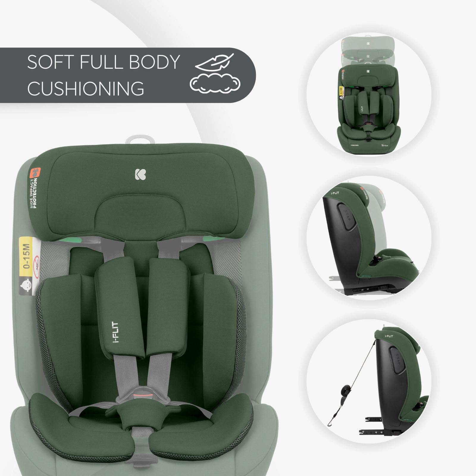 KikkaBoo i-Flit i-Size turvatool 76–150 cm - Pilt 4