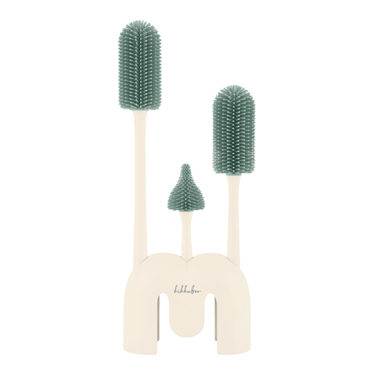 Kikkaboo Platinum Silicone silikoonist pudeliharjade komplekt 3-osaline koos hoidikuga