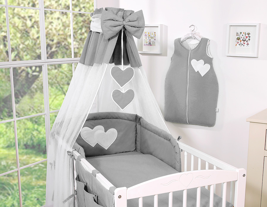 Hanging Hearts 5-osaline baldahhiiniga komplekt, 120×90 cm, põrkekaitse 35×188 cm