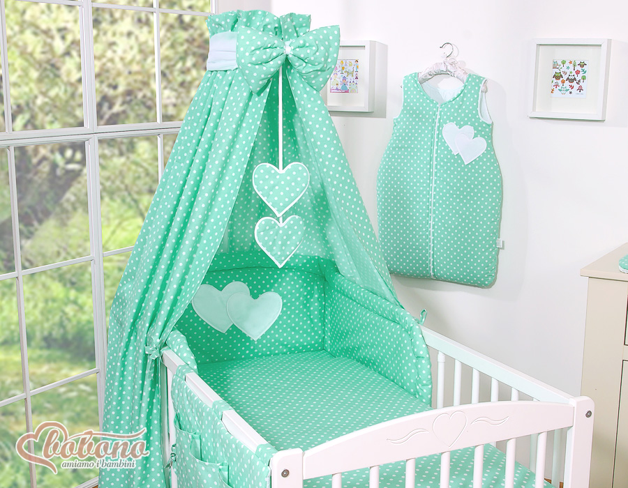 Hanging Hearts 5-osaline baldahhiiniga komplekt, 120×90 cm, põrkekaitse 35×188 cm (täpiline variant) - Pilt 6